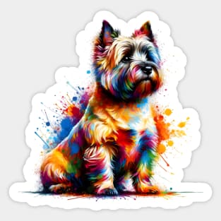 Vibrant Abstract Splash Cairn Terrier Sitting Art Sticker